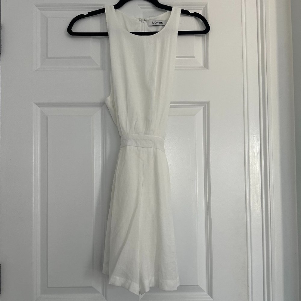 DO+BE White Romper with Size Cut Outs & Tie Waist